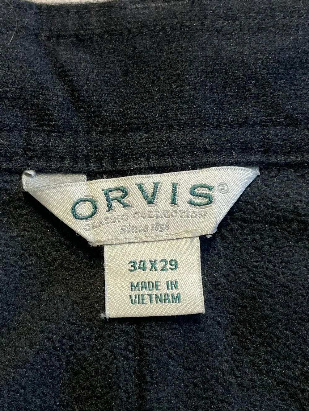 Orvis Fleece Lined Pants Mens 34x29 Black Outdoor Hike Nylon Stretch Cargo Warm